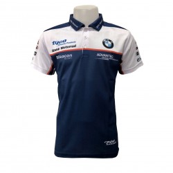 Polo BMW Motorrad BSB couleur bleu et blanc homme